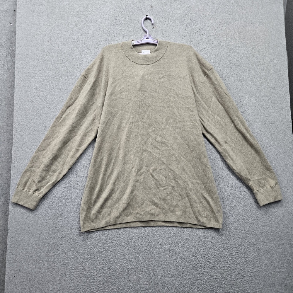 GAP Men Sweater XL Beige Embroidered Logo Lightweight READ